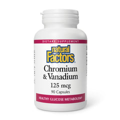 Natural Factors Chromium & Vanadium bottle; potential metabolism support for daily energy.