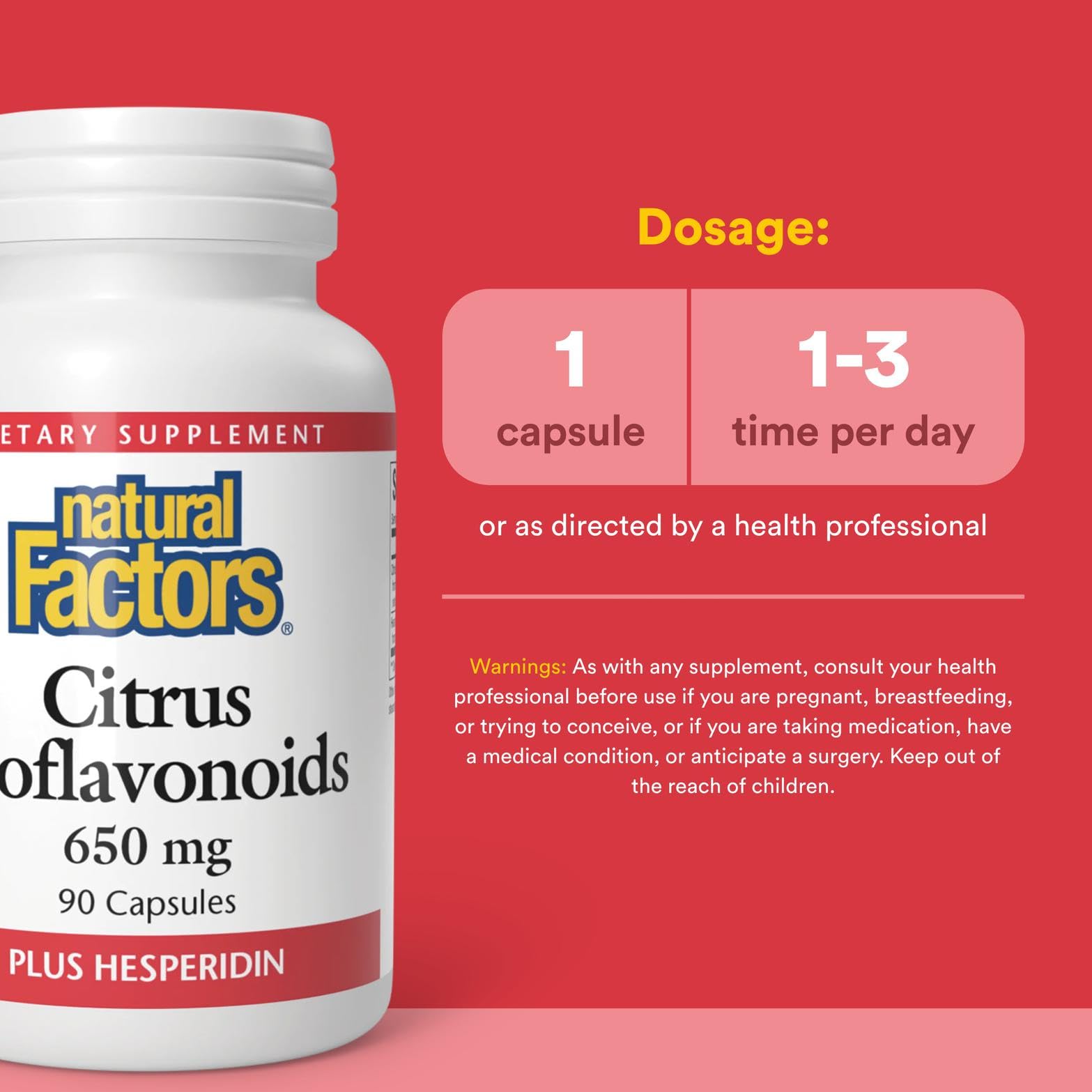Natural Factors Citrus Bioflavonoids label emphasizing citrus origin and quality.