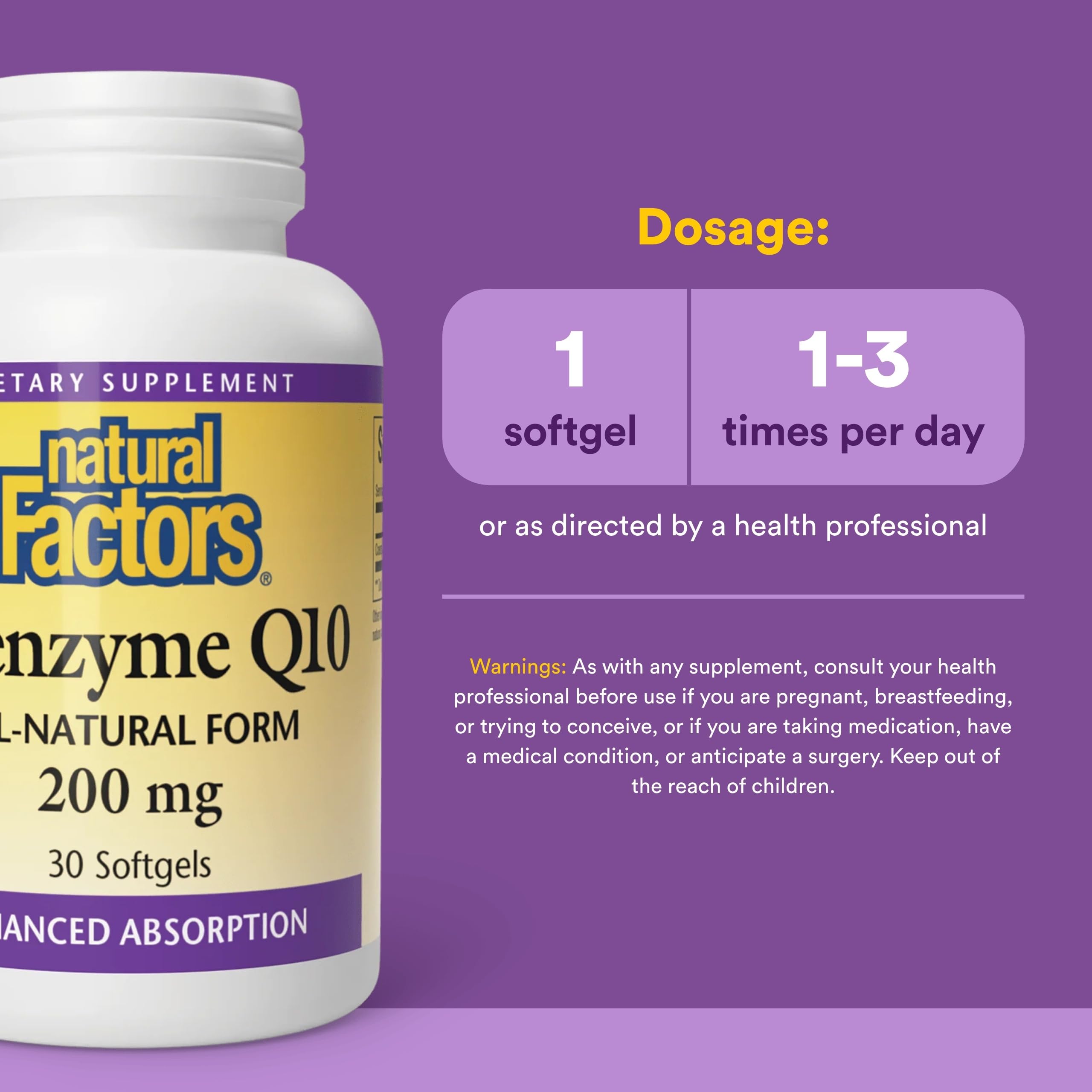 Natural Factors Coenzima Q10: cápsulas blandas listas para uso diario