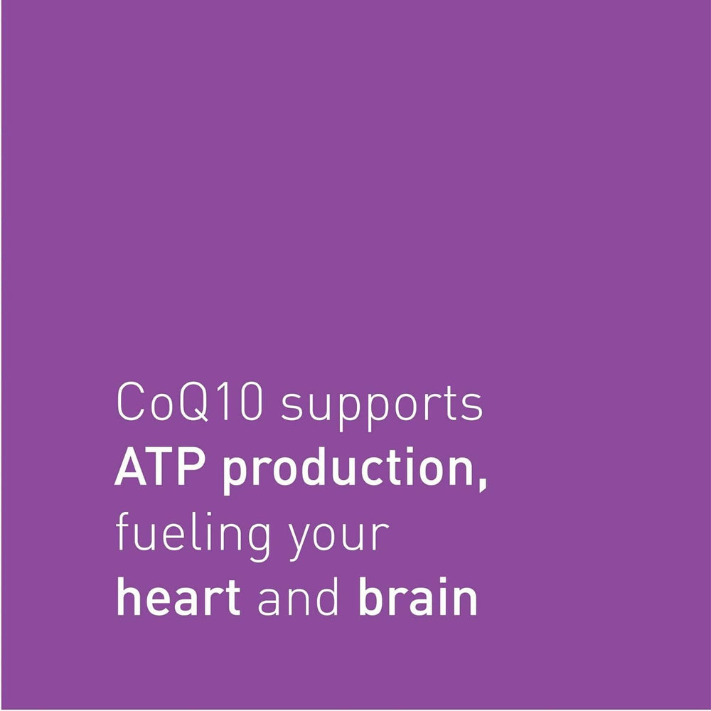 Gluten-free Natural Factors CoQ10 softgels with clear labeling.