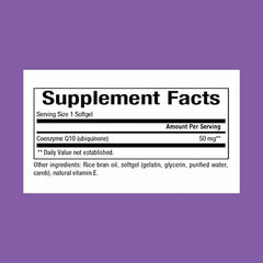 Natural Factors CoQ10 softgels close-up, easy-to-swallow capsules.