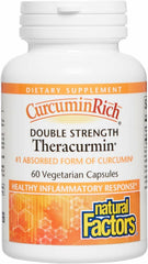 Natural Factors CurcuminRich bottle front with double-strength Theracurmin capsules.