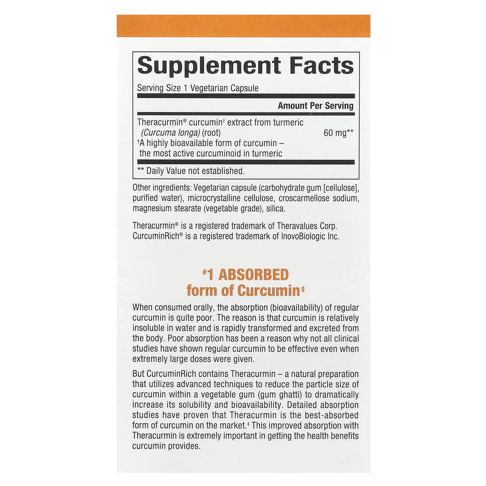 Natural Factors CurcuminRich capsules closeup showing orange capsules.