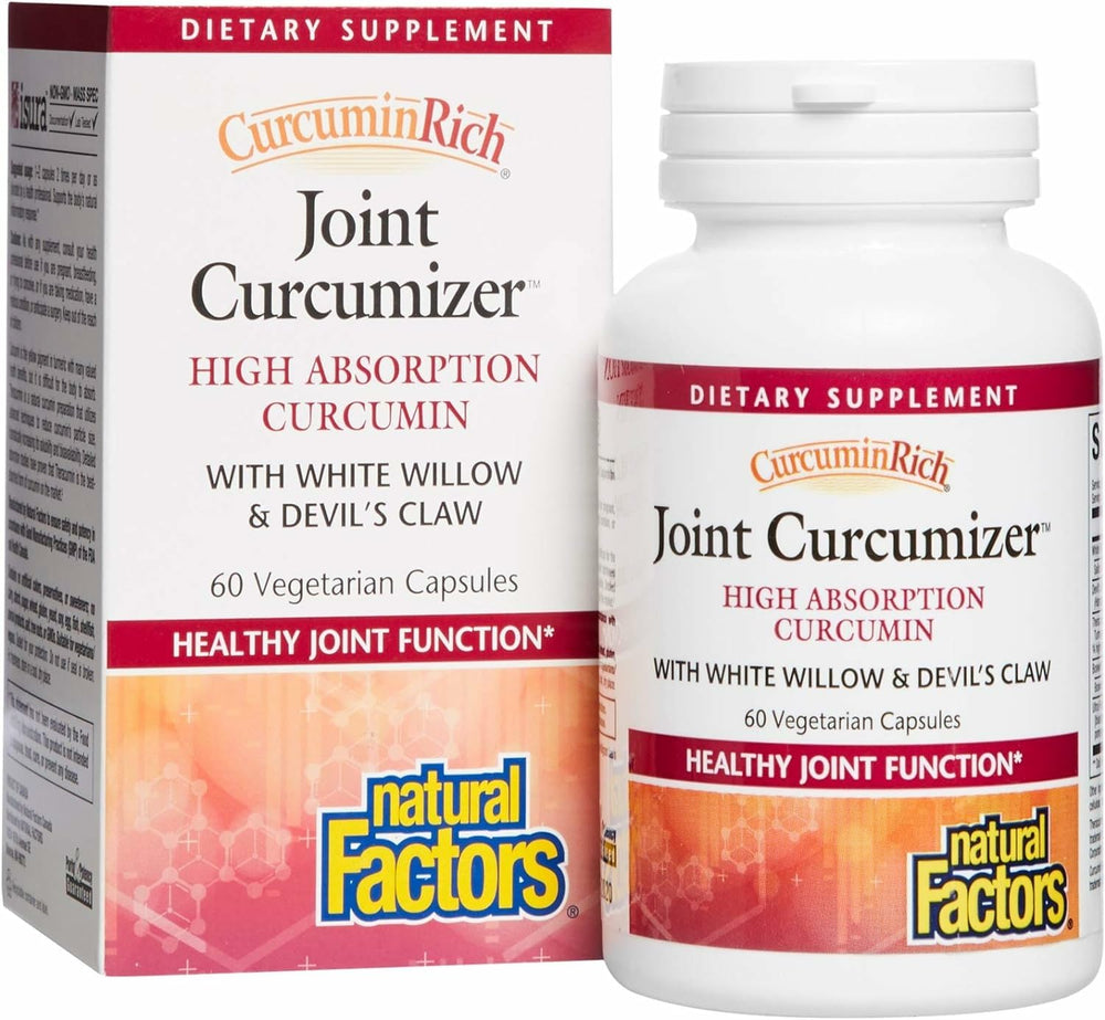 Natural Factors CurcuminRich Joint Curcumizer bottle with 60 capsules for daily joint support.