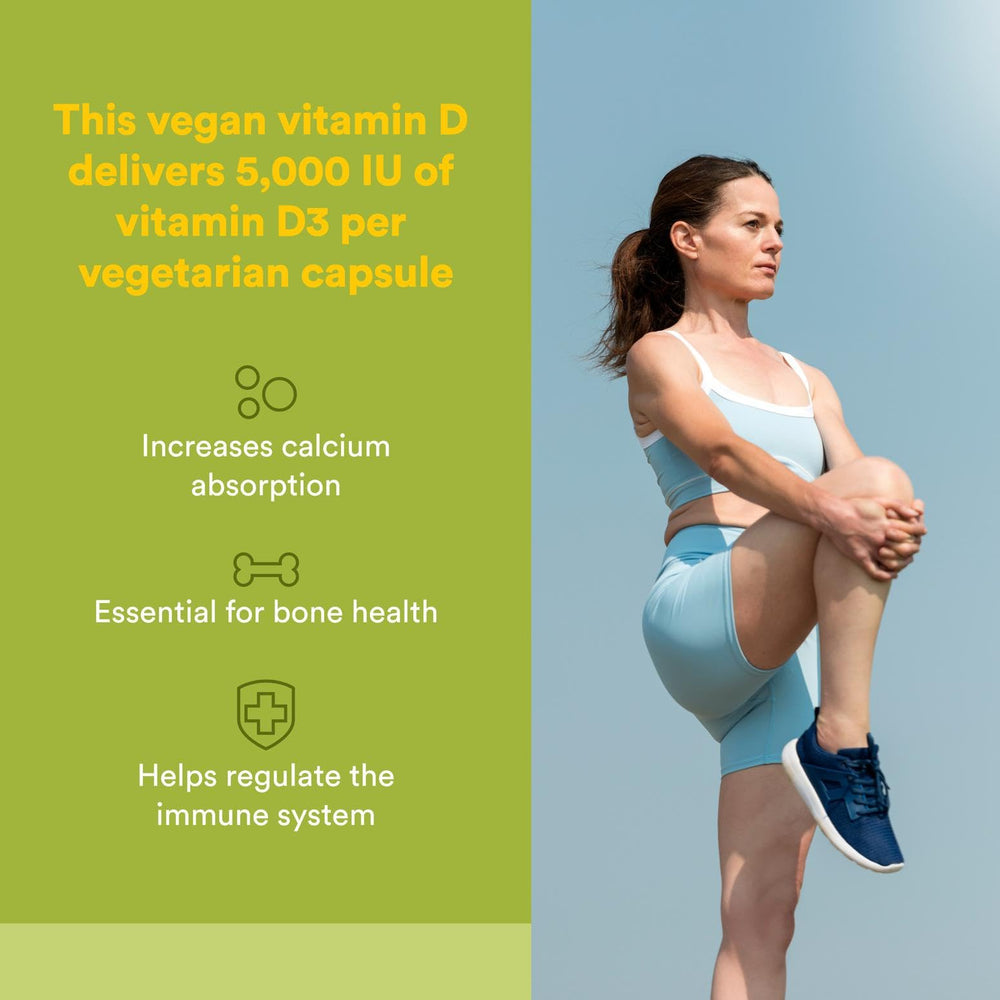 Natural Factors D3 capsules from vegan lichen for daily wellness.