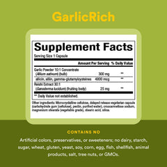 Natural Factors GarlicRich reishi-mushroom extract panel indicates adaptogenic support.