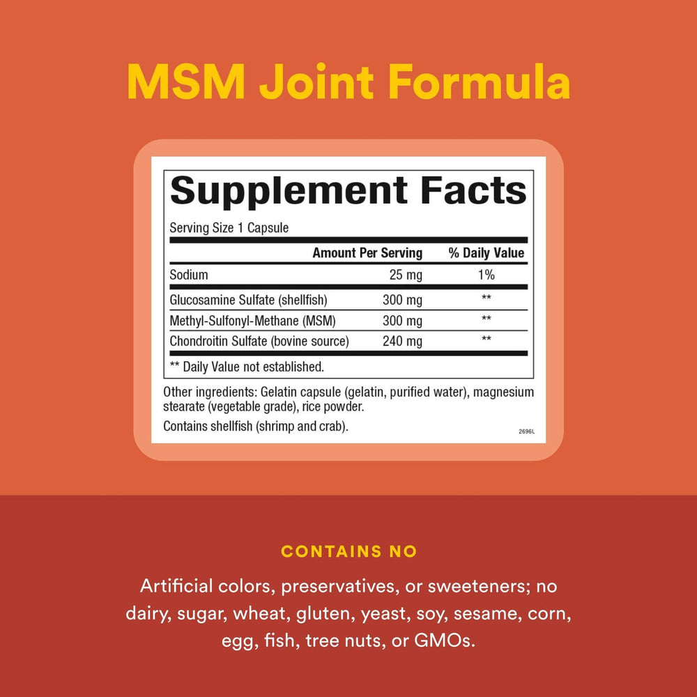 Natural Factors glucosamine chondroitin ingredients panel indicating cartilage support.