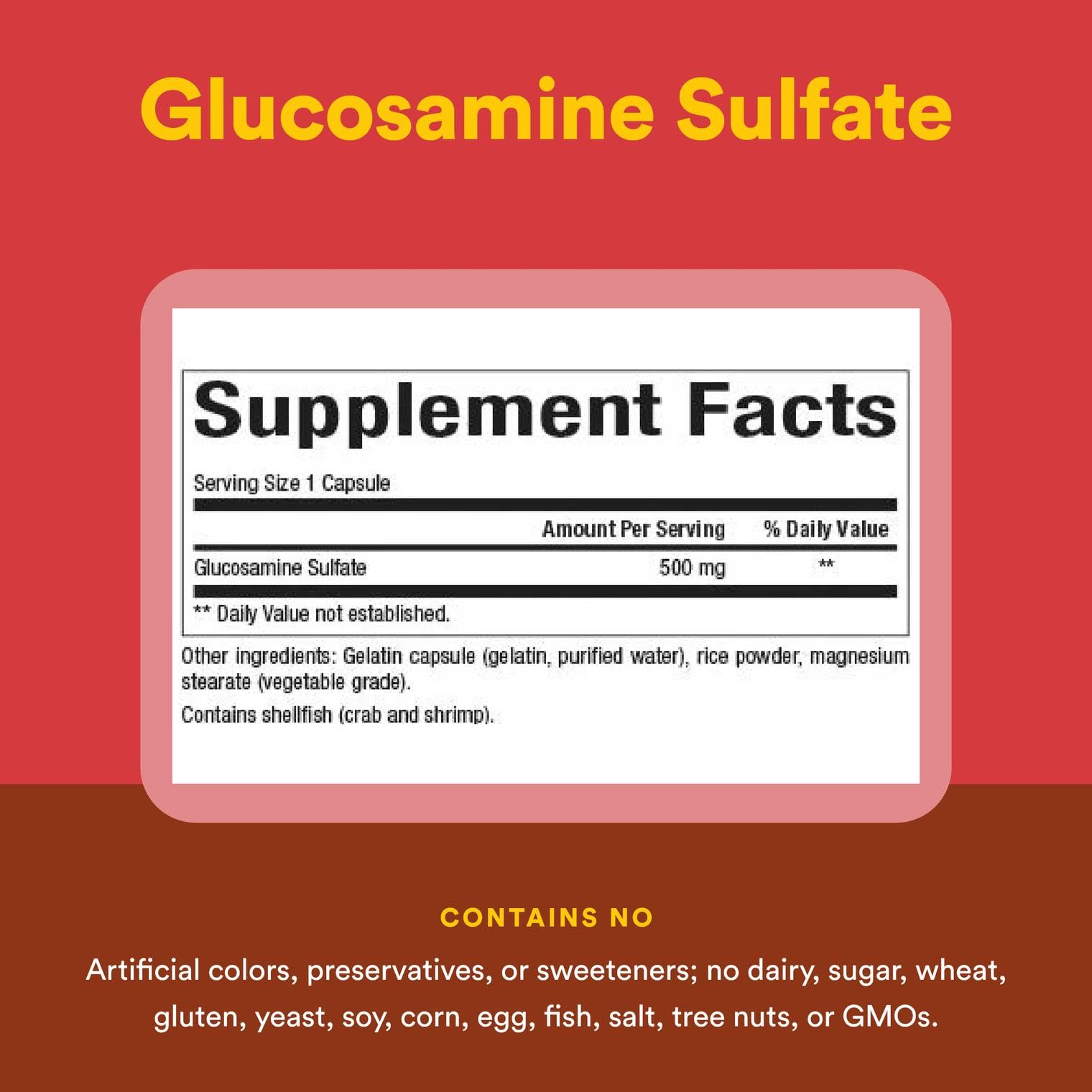 Natural Factors Glucosamine Sulfate serving portion shown for dosing.
