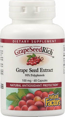 Natural Factors GrapeSeedRich bottle front shows premium antioxidant support for daily wellness.