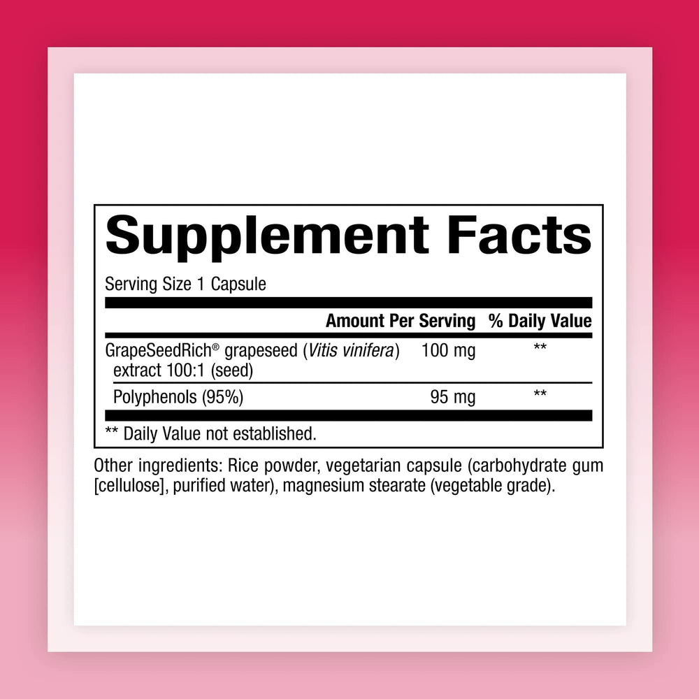 GrapeSeedRich capsules closeup highlights polyphenol-rich content for healthy aging support