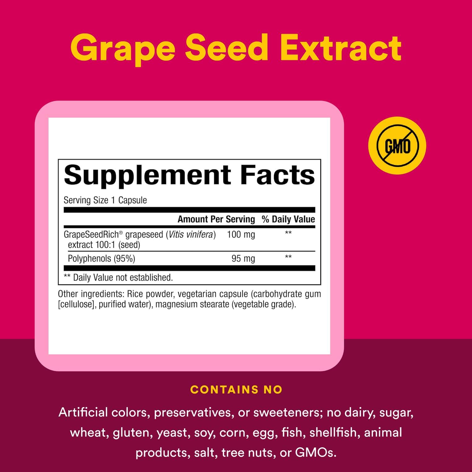 Natural Factors GrapeSeedRich label detail emphasizes polyphenol-rich formulation.