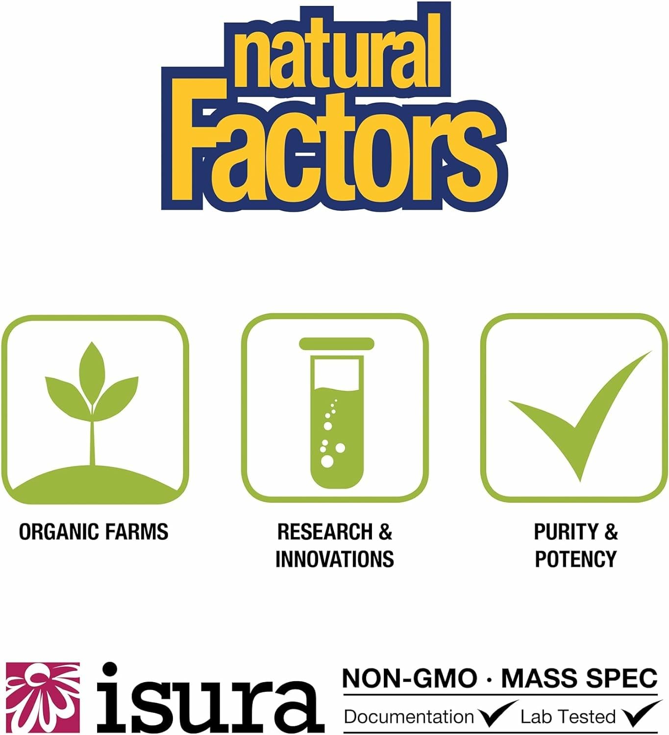 Third-party test stamp indicating GMO-free and contaminant screening