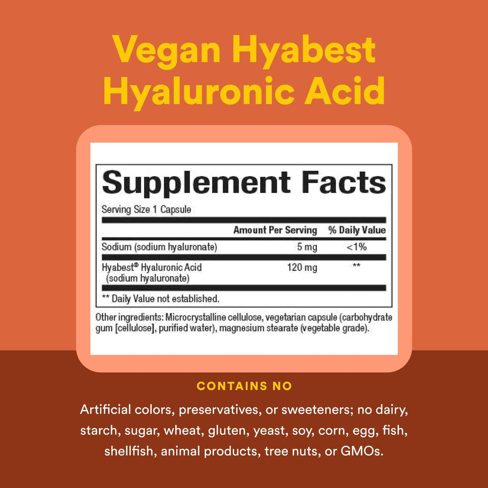 Natural Factors Hyabest capsules in hand demonstrate easy daily supplementation.