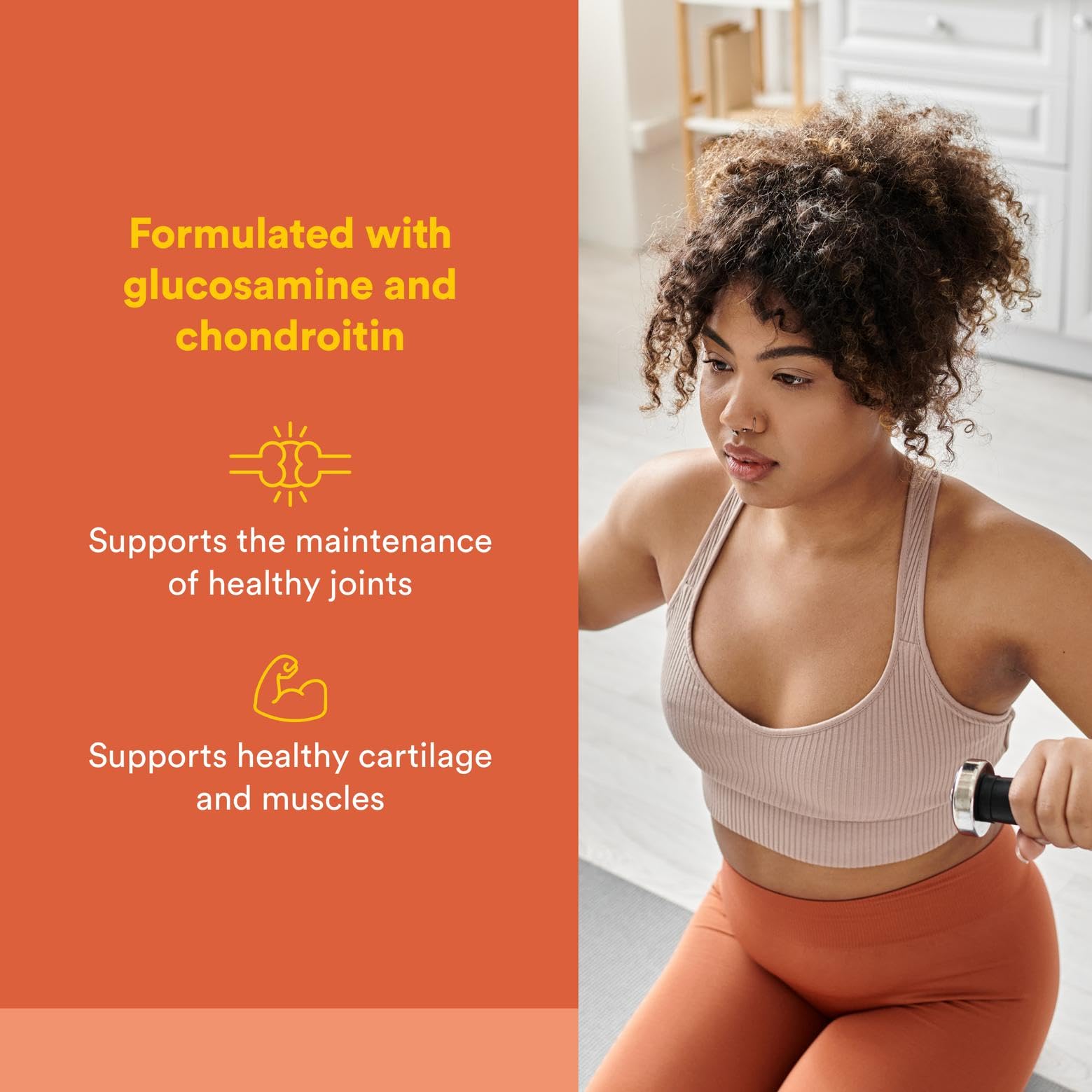 Natural Factors Joint MSM Formula bottle back label highlights glucosamine and chondroitin.