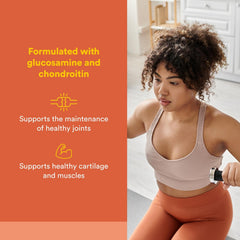 Natural Factors Joint MSM Formula bottle back label highlights glucosamine and chondroitin.