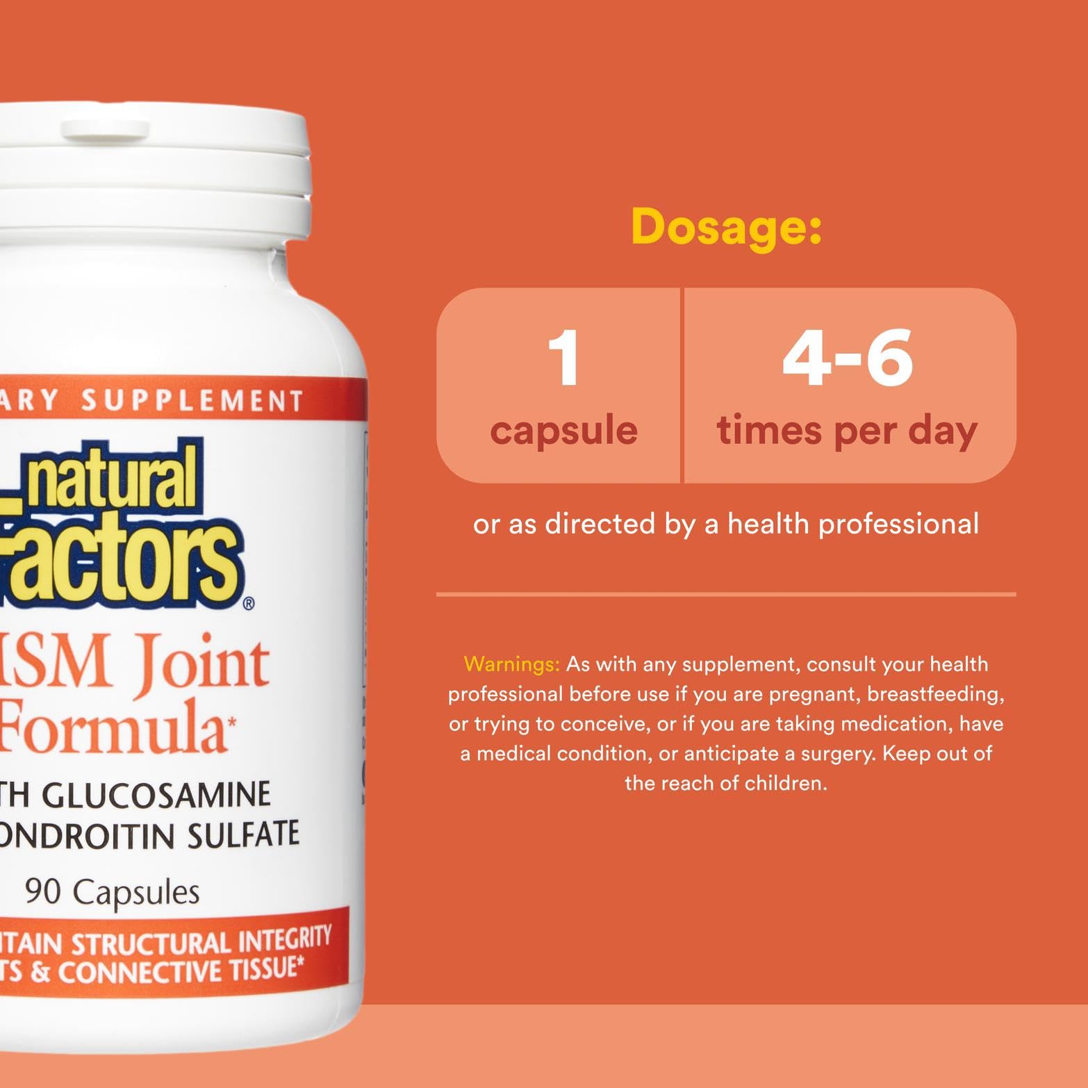 Natural Factors Joint MSM Formula capsules close-up for easy daily intake.