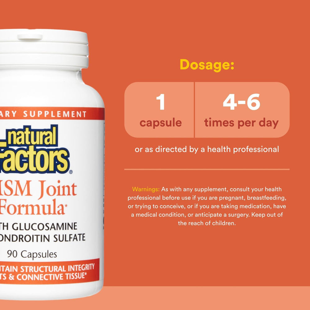 Natural Factors Joint MSM Formula capsules close-up for easy daily intake.