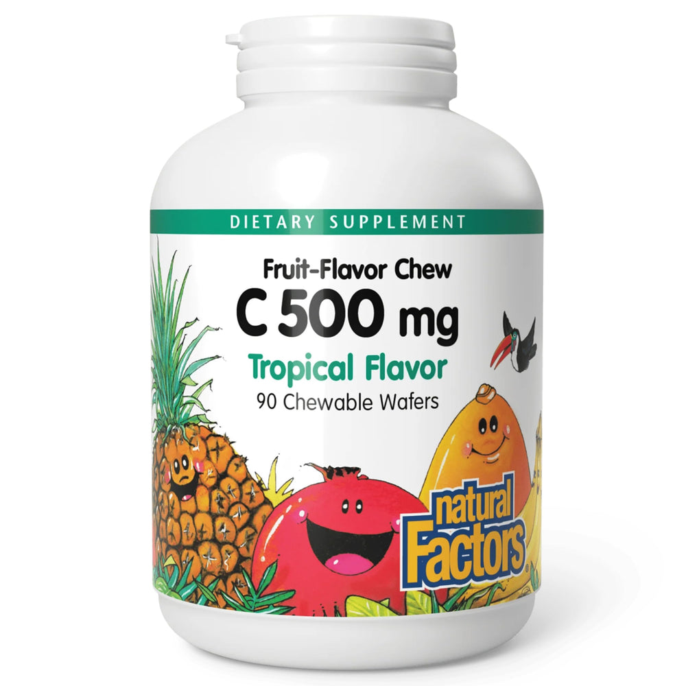 Natural Factors Kids chewable vitamin C 500 mg tropical wafers for daily immune support
