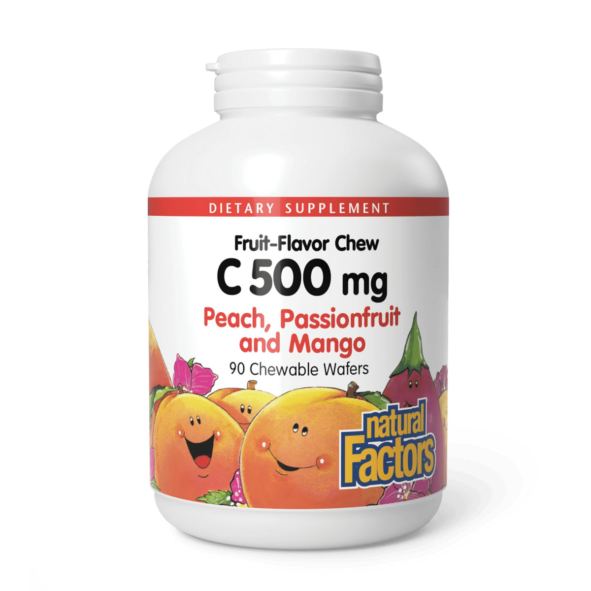 Natural Factors Kids Vitamin C 500 mg bottle front showing flavor label and design