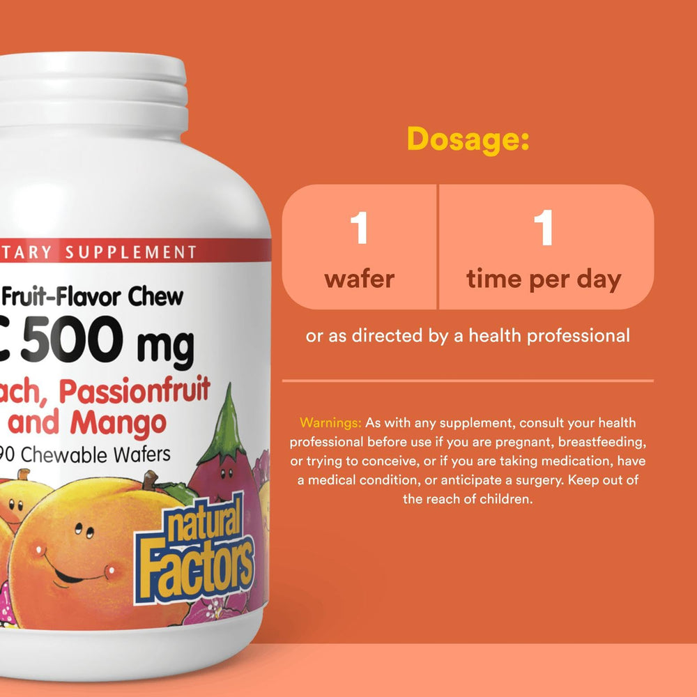 Natural Factors Kids Vitamin C wafers on plate ready to chew