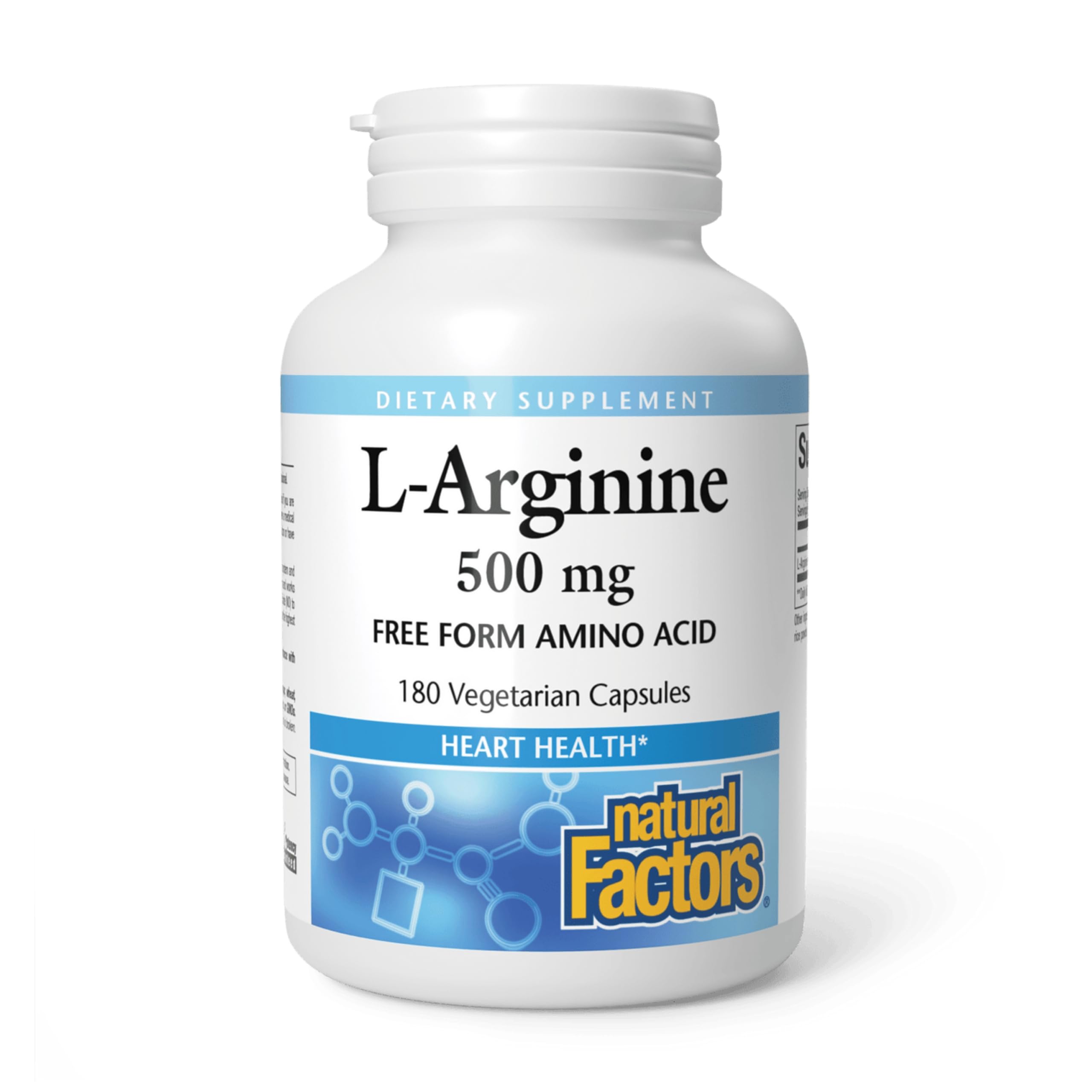 Natural Factors L-Arginine 500 mg bottle may support circulatory health.