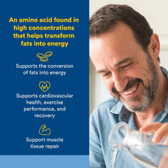 Natural Factors L-Carnitine 500 mg capsules close-up supports energy metabolism.