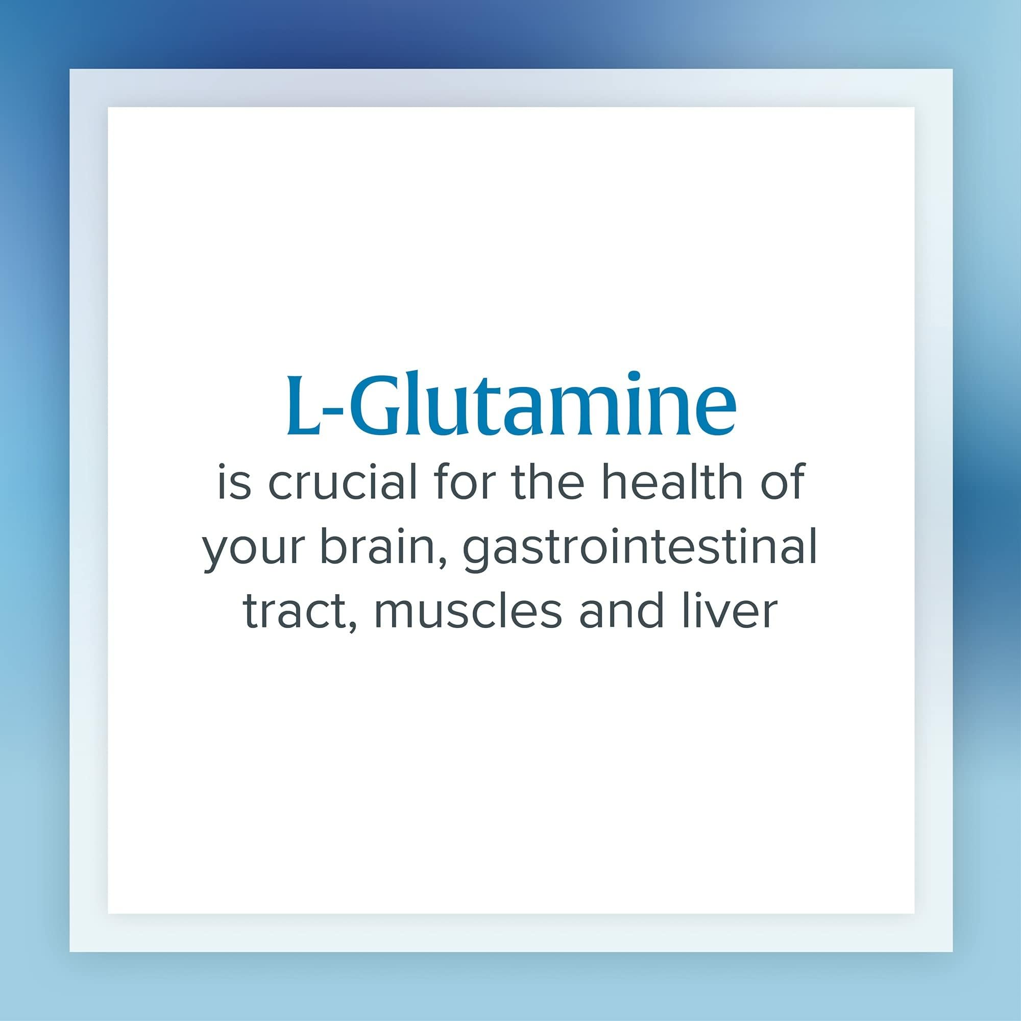 Natural Factors L-Glutamine back panel details ingredients and suggested use