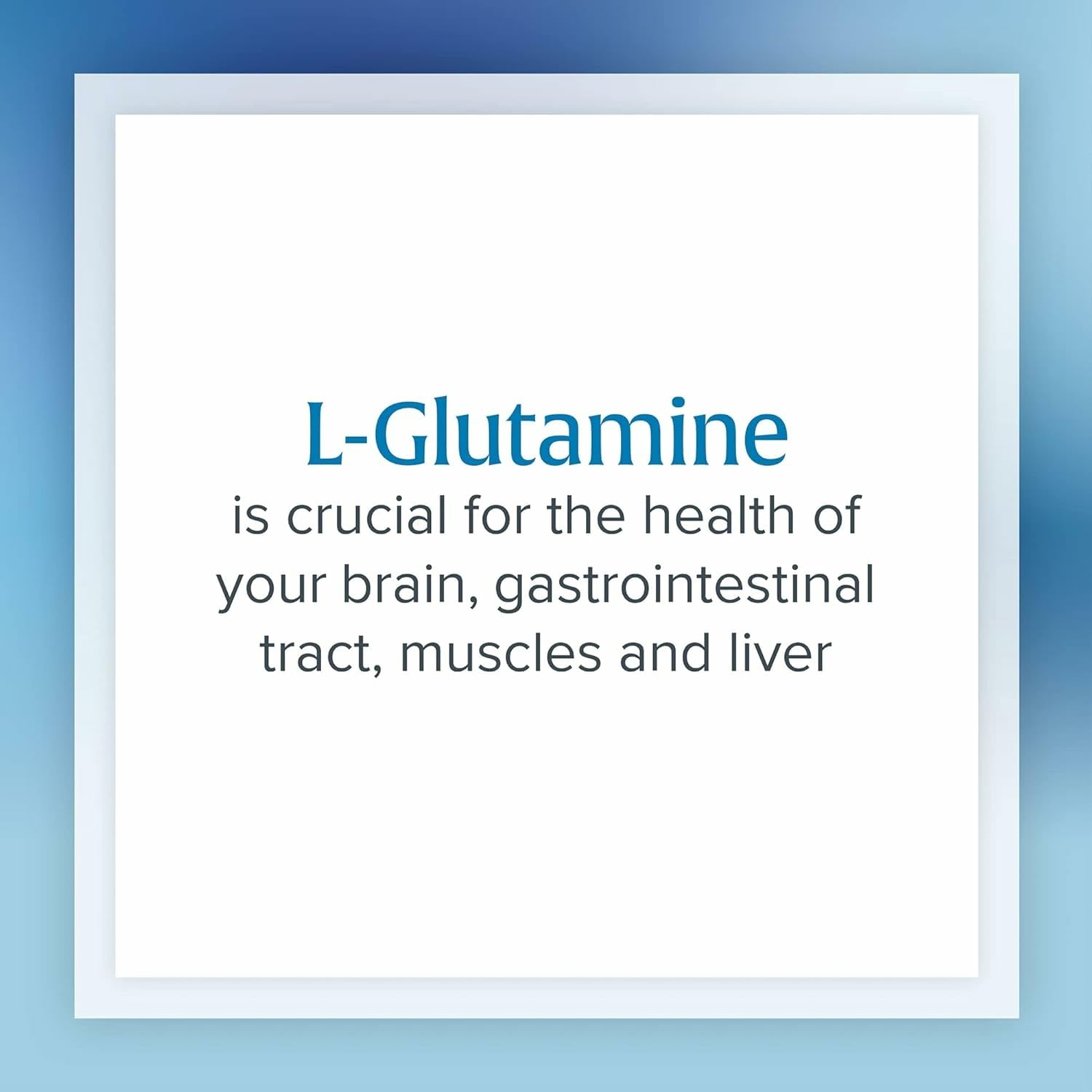 Natural Factors L-Glutamine powder beside a glass of water ready to mix.