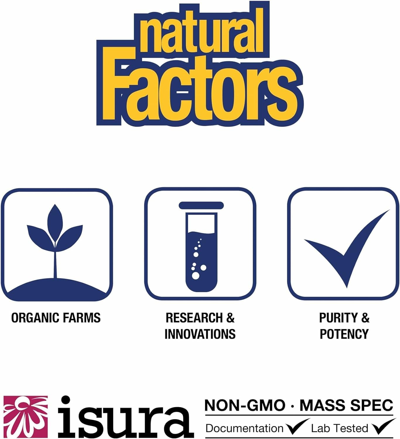 Natural Factors organic certifications label communicates trusted sourcing.