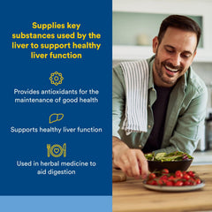 Natural Factors Liver Health Formula capsules close-up showing vegan and gluten-free formula.