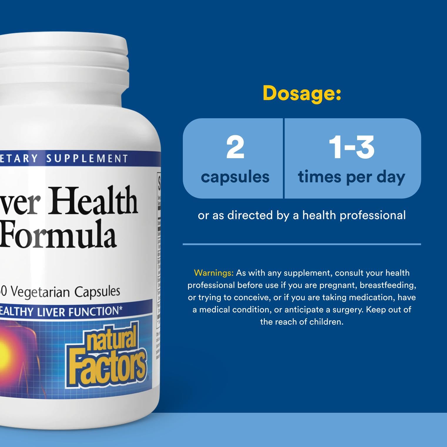 Natural Factors Liver Health Formula label design highlighting organic farm origin.