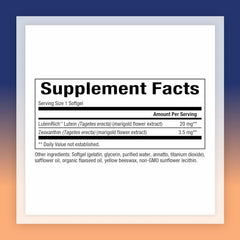 Close-up of Natural Factors Lutein capsules highlighting antioxidant eye and skin benefits