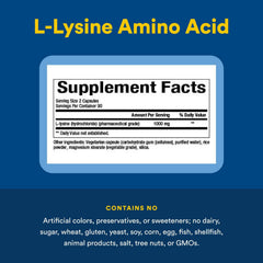 Natural Factors L-Lysine capsules close-up for convenient intake.