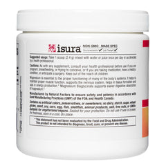 Natural Factors Magnesium Bisglycinate Powder close-up label emphasizing purity and allergen-free.