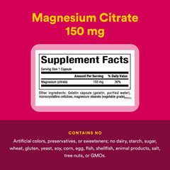 Natural Factors Magnesium Citrate bottle on table in a kitchen setting.