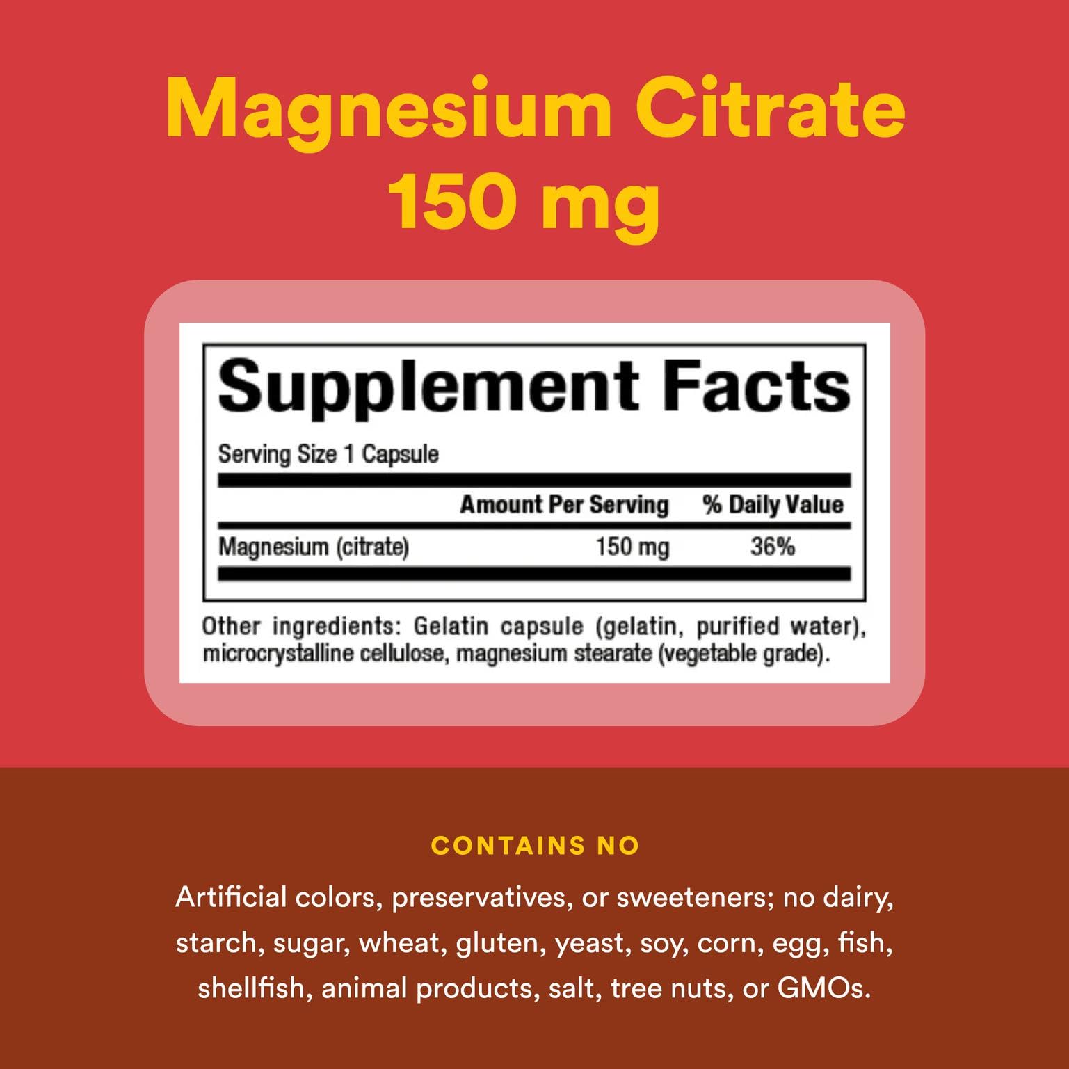 Natural Factors Magnesium Citrate 150 mg label details with ingredients and certifications.