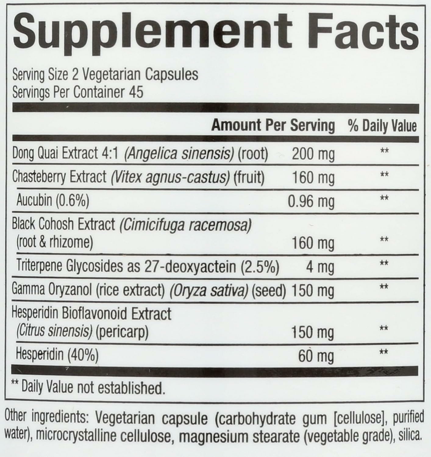 Close-up of MenoSense capsules highlighting VegiCaps vegetarian formula