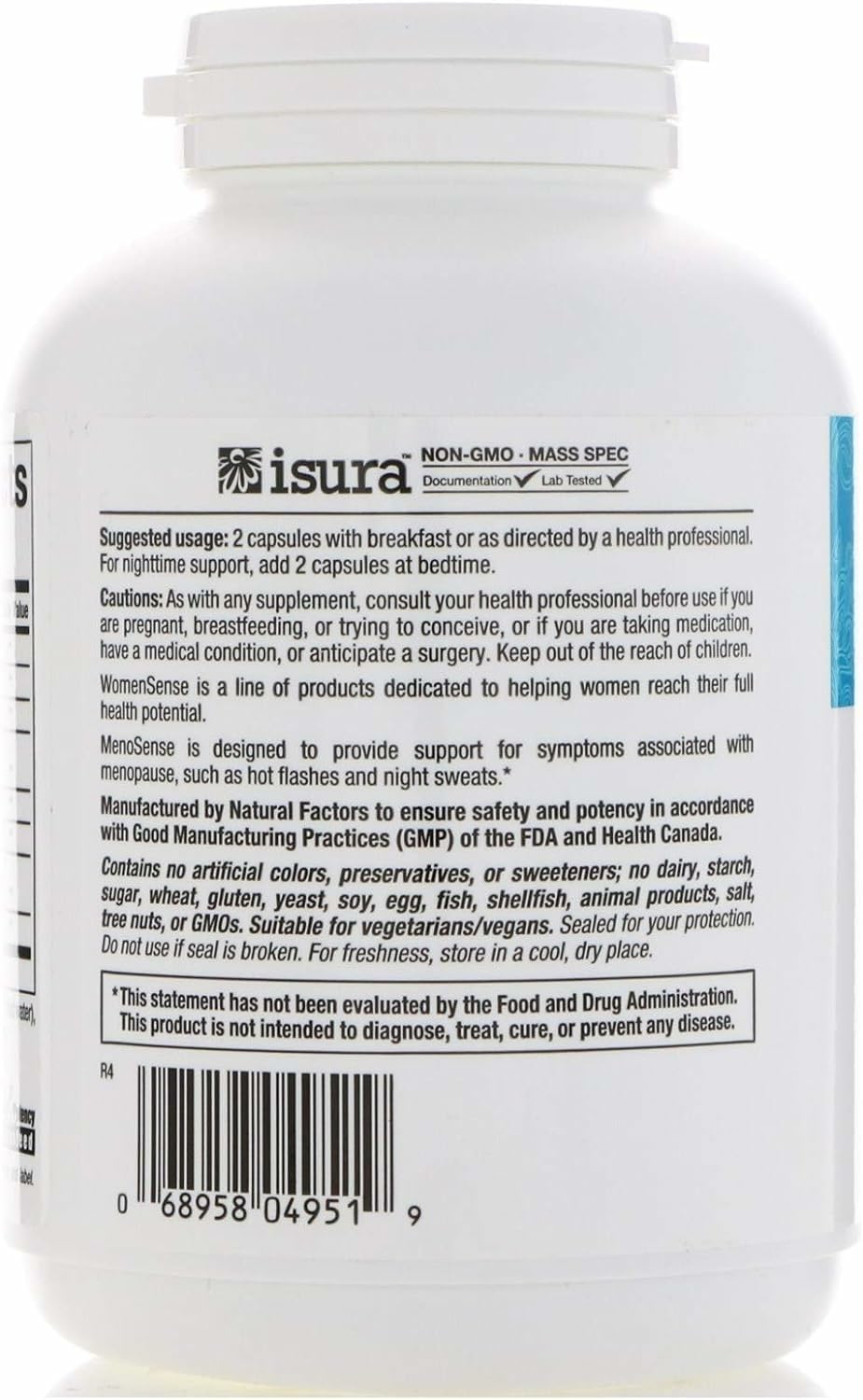 Natural Factors MenoSense daily-use image suggests simple routine for perimenopause.