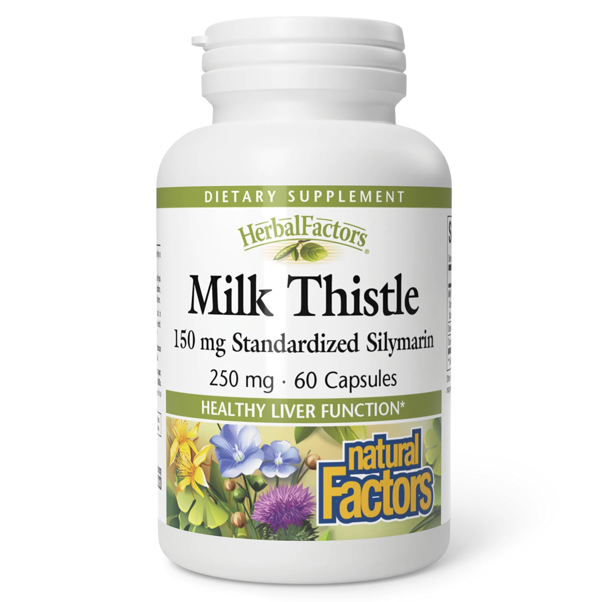Natural Factors Milk Thistle 250 mg bottle for daily liver support.