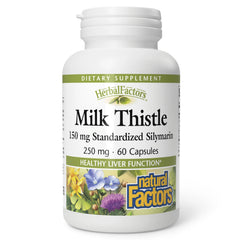Natural Factors Milk Thistle 250 mg bottle for daily liver support.