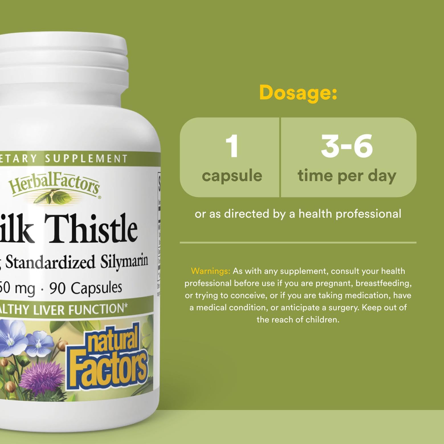 Natural Factors Milk Thistle label on organic farm sourcing underscores quality and purity.