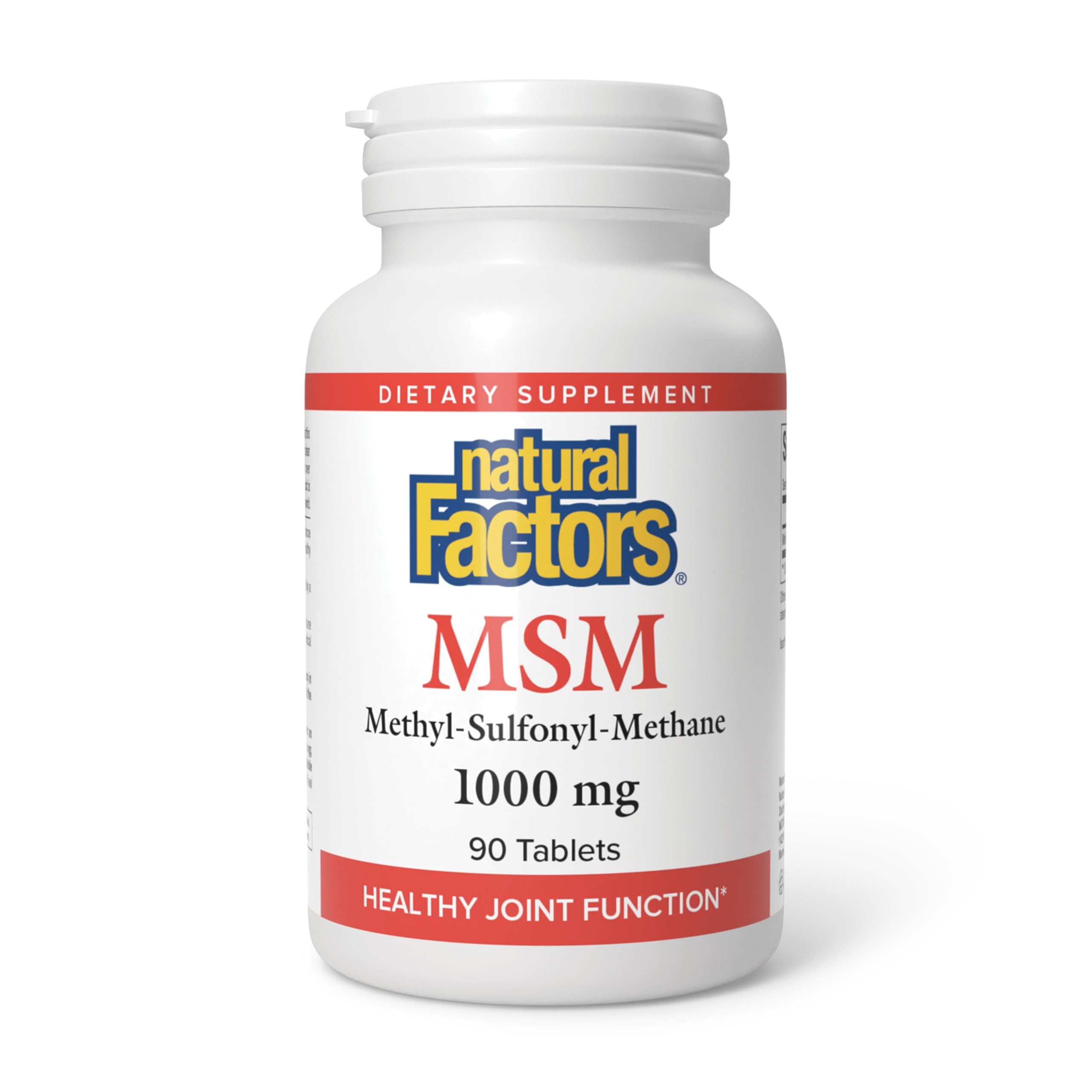 Natural Factors MSM 1000 mg bottle front showing joint support potential