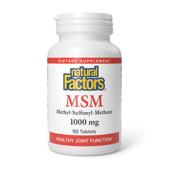 Natural Factors MSM 1000 mg bottle front showing joint support potential