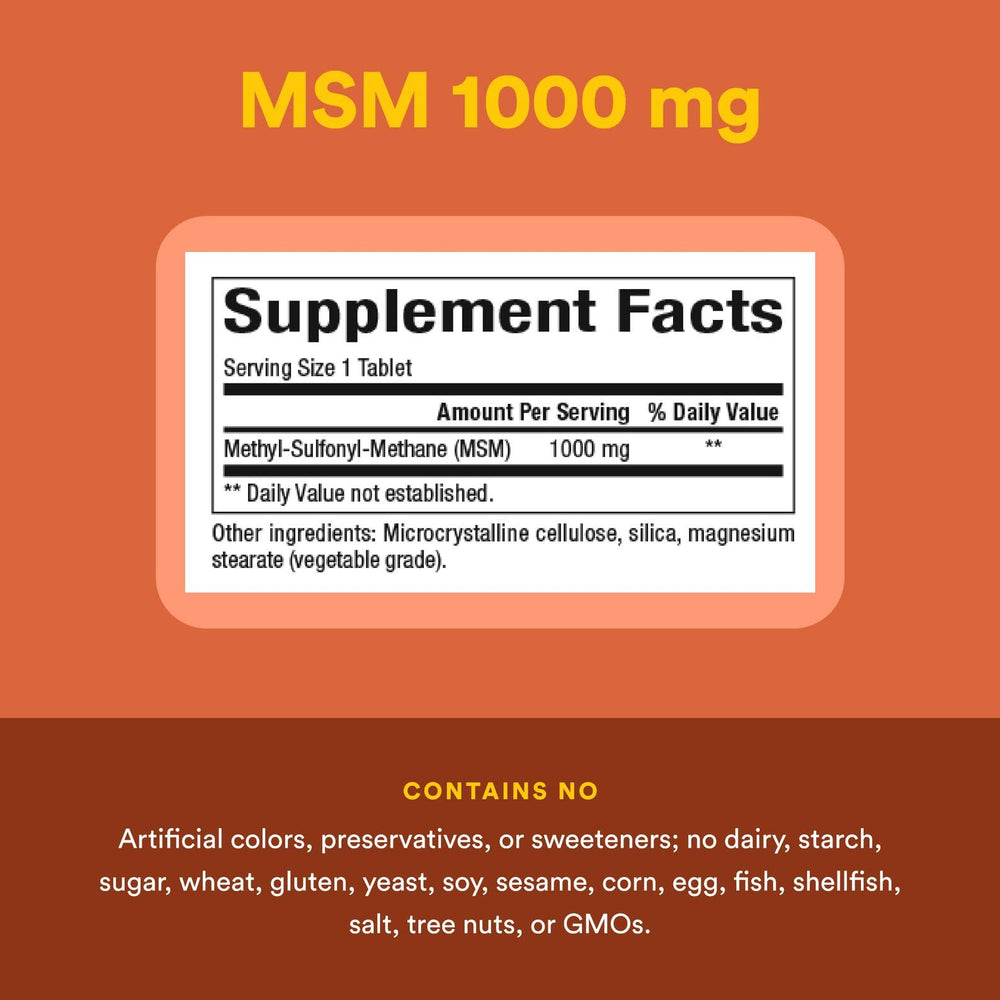 Natural Factors MSM bottle on table for everyday use in wellness routine