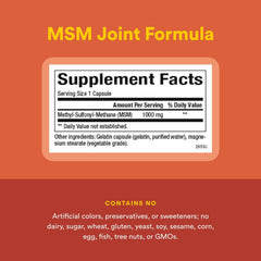 Natural Factors MSM packaging with label highlights purity and third-party testing.