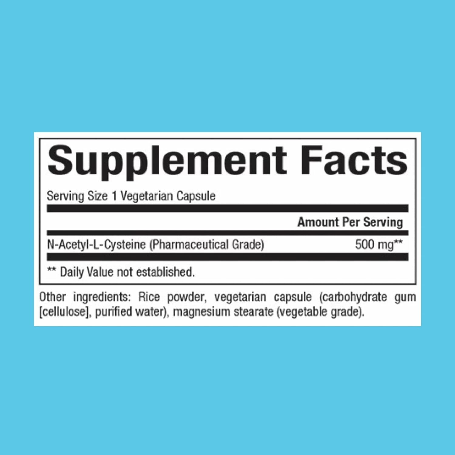 Natural Factors NAC 500 mg bottle side view shows capsules for easy daily use