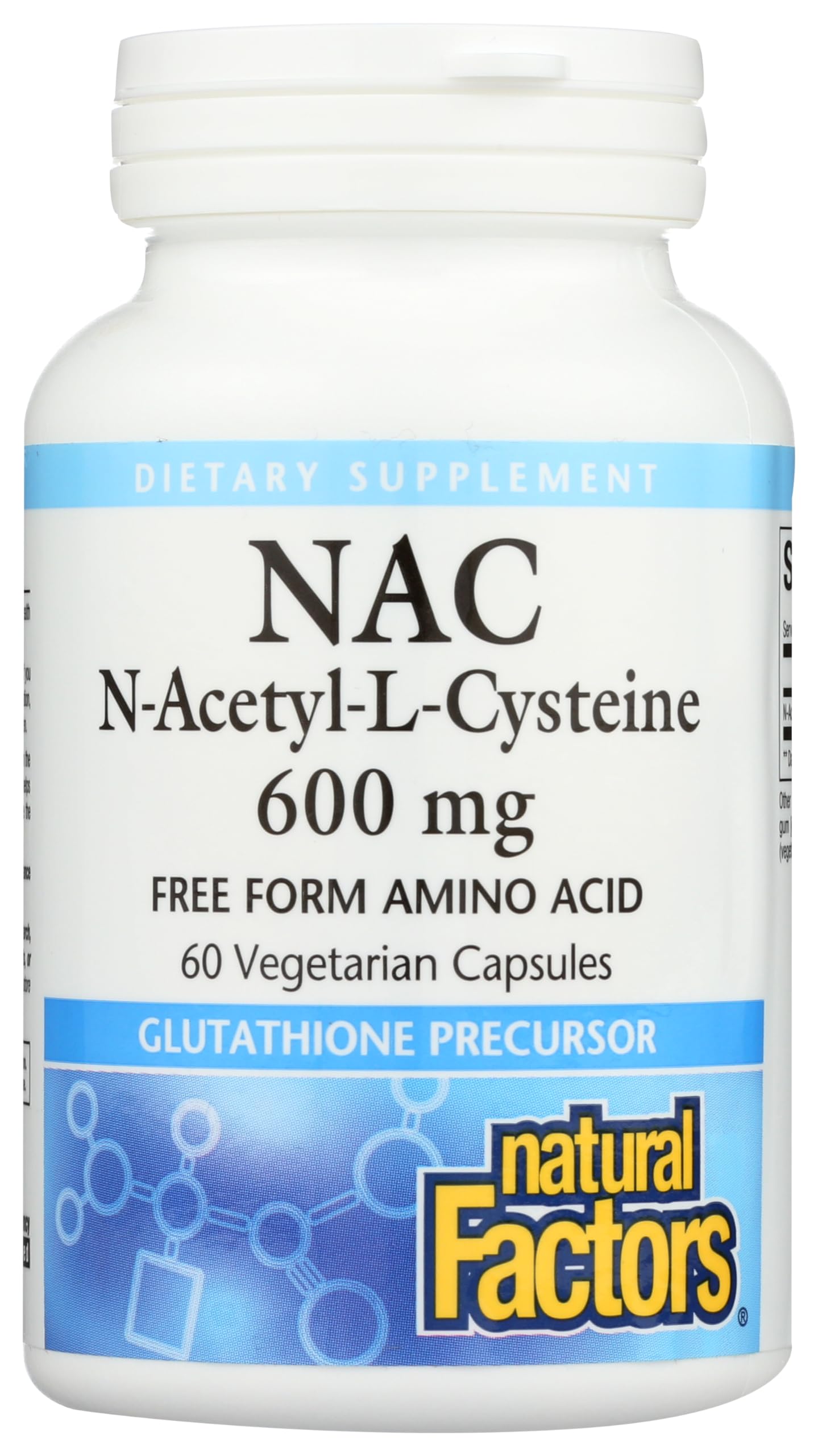 Natural Factors N-Acetyl-L-Cysteine 600 mg bottle for easy daily immune support.