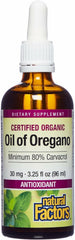Natural Factors Oil of Oregano bottle for easy daily use with high carvacrol content.