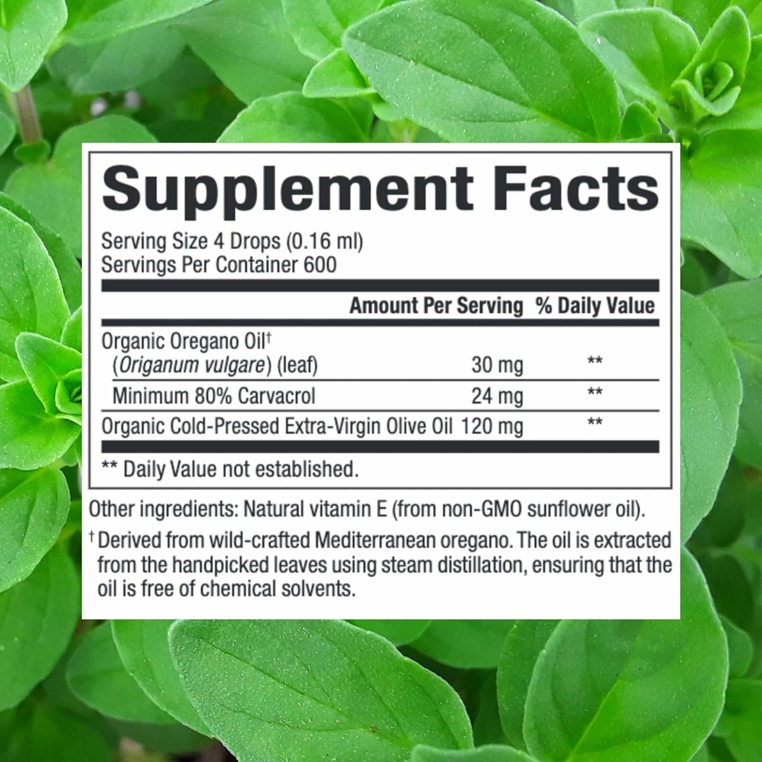 Natural Factors Oil of Oregano dropper for direct oral administration.