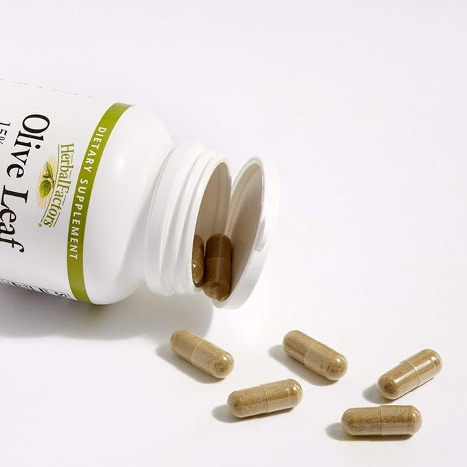 Natural Factors olive leaf bottle used in everyday wellness routine